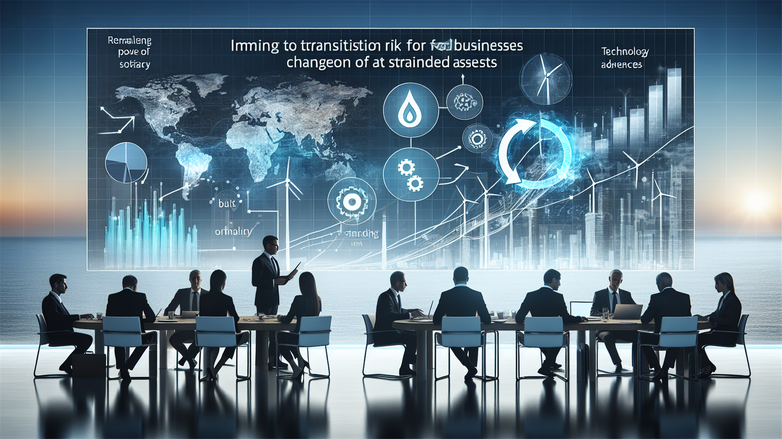 Transition risk assessment showing business impacts of climate policy and technology shifts